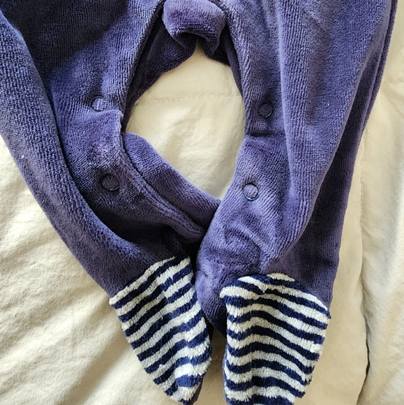 Vintage! Blue Velvety Striped Car Jumper, Kid's 0-3M - Picture 4 of 7